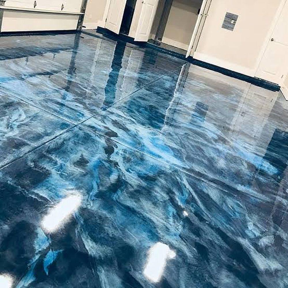 Blue metallic epoxy floor