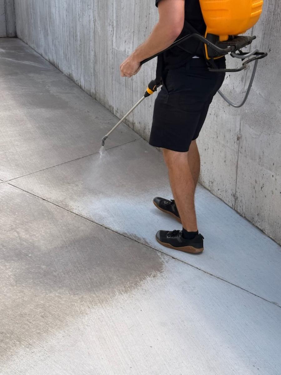 Applying sealer on a slab